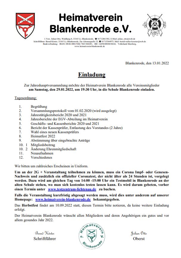 Einladung HVB JHV 2022